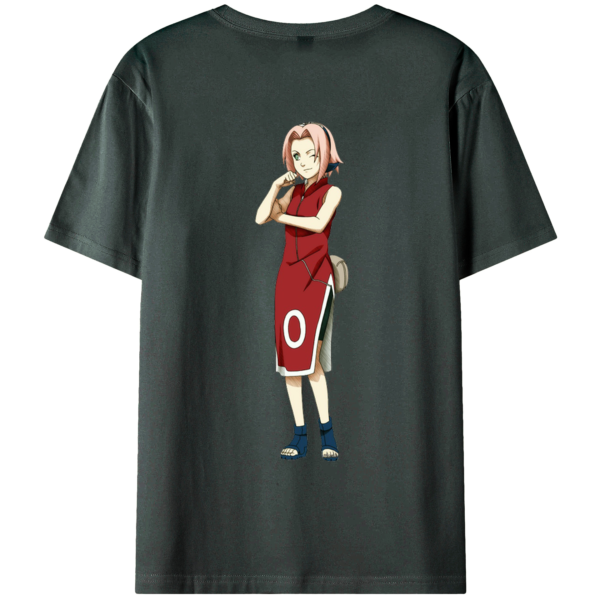 （画像用） NARUTO -ナルト- 春野サクラ Haruno Sakura 綿100％ メンズ半袖Tシャツ（バックプリント） 通気性